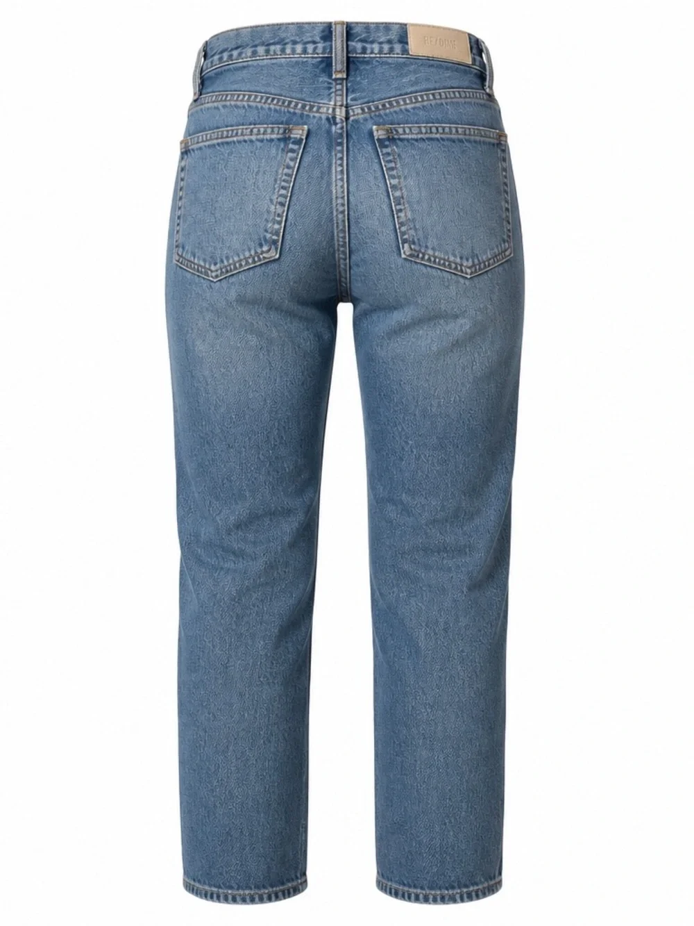 Re/Done Classic Straight Leg Jeans in Light-Mid Blue